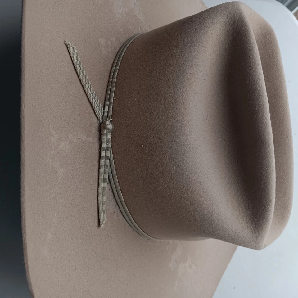 Chapéu de cowboy vintage Open Road 100% lã feltro forrado de cetim pulseira de couro. - Imagem 2 de 4