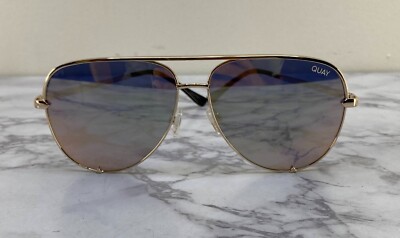 Quay Women's Sunglass High Key 126 Aviator Gold Tone Frame Mirrored