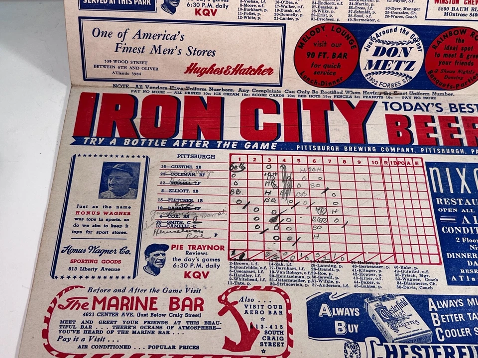 🔥25 Apr 1946 Pittsburgh Pirates Baseball Program vs Cards Scored HIGH GRADE🔥 - Image 4 of 4