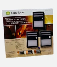 Capstone Lighting Motion Sensor LED Light Outdoor/Indoor Waterproof 3PK USED
