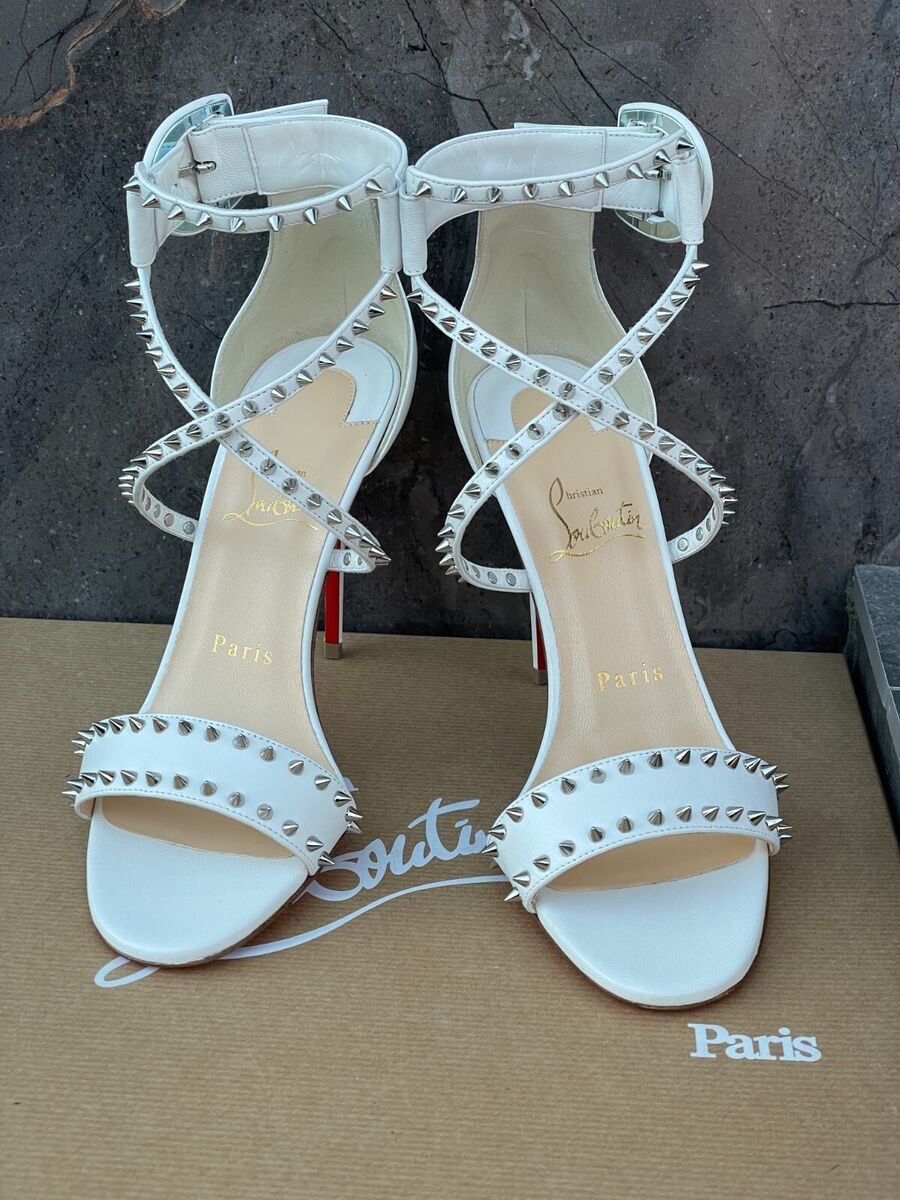 Christian Louboutin White Choca Spikes 100 Studded Sandal Christian Louboutin White Choca Spikes 100 Studded Sandal