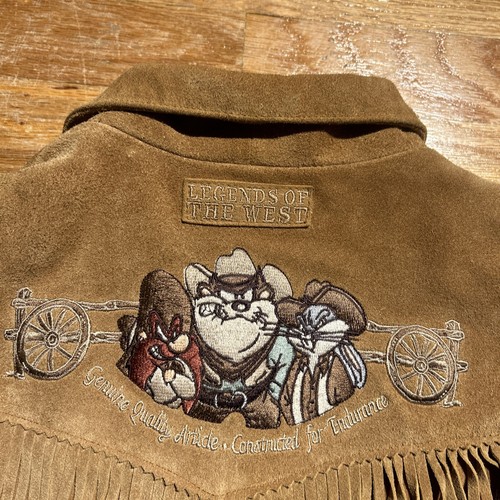 Acme Kids Leather Suede Jacket LOONY TUNES Fringe Legends Of The WEST Large VNTG - Picture 5 of 6