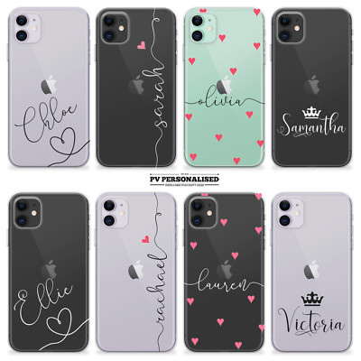Personalisierte Handyhülle Klar Name Silikon Cover für iPhone 11 12 13 14 15 XR 7