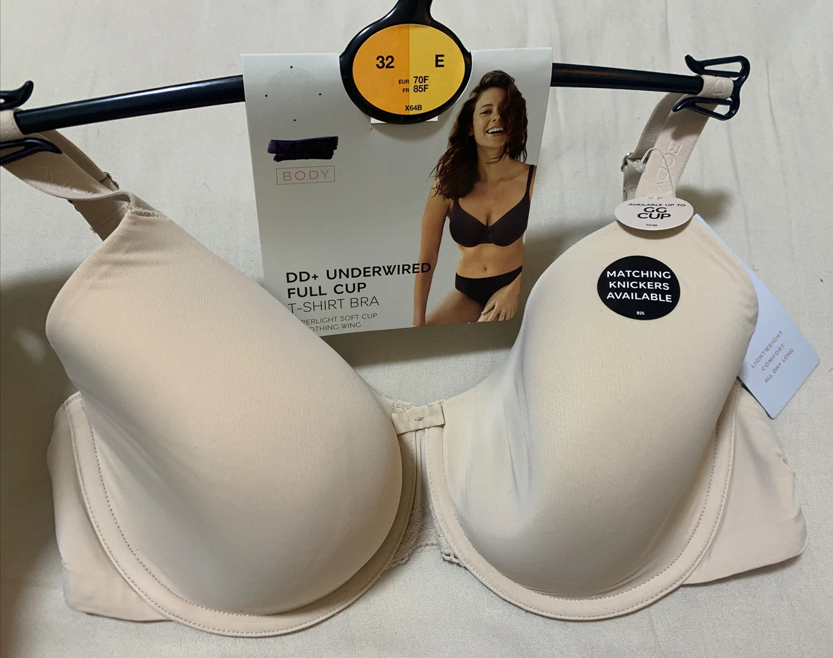 M&S BODY UNDERWIRED SUPERLIGHT SMOOTHING FULL CUP Bra In NUDE Size 32E