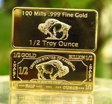Lot of 10-1 OZ 500 MILLLS of .999 Fine Gold Buffalo Bar Fine Bullion CHRISTMAS!