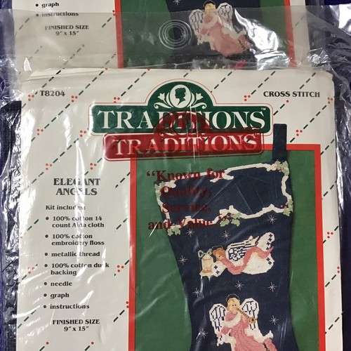 NOS 2 Traditions Cross Stitch T8204 Elegant Angels 1986 ~ 9" x 15" Finished Size - Picture 2 of 8