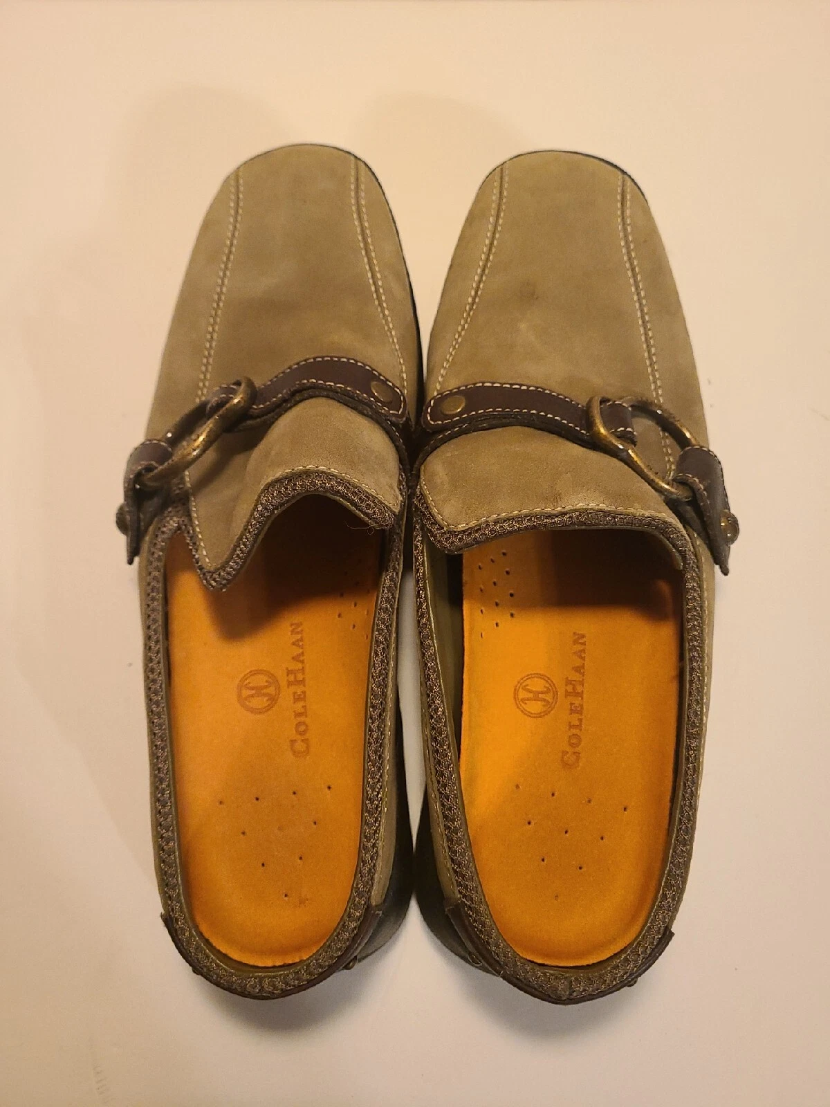 ANELLO MOCS COLE HAAN X NIKEAIR MULES 8.5 B VERDE SALVIA NABUK GUIDA D17990 RARO