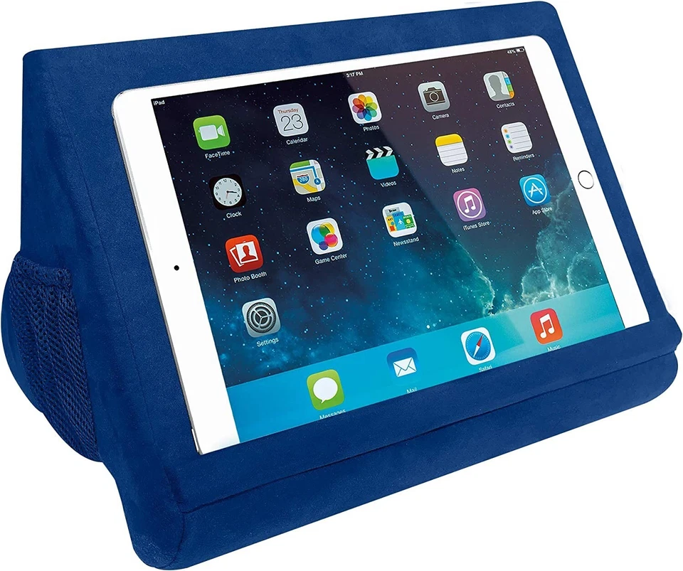 Ontel Blue Pillow Pad Tablet Stand 3 Viewing Multi-Angle Soft Padded Comfort - Image 4 of 4
