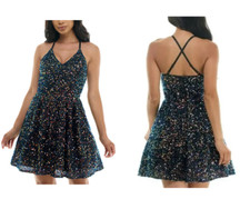 BCX Womens Crisscross Back Mini Party Fit & Flare Dress Juniors size 0