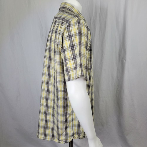 Timberland Yellow And Gray Plaid Button Down Collared Shirt - Picture 2 of 7