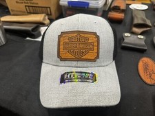 Made in USA Leather Patch Trucker Hat Harley Davidson