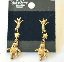 Vintage Disney Winnie the Pooh Piglet Earrings Set 2 Post Disneyana Gold Tone