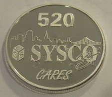 Vintage Sysco Food 520 San Francisco, CA 1 Troy Oz. .999 Fine Silver PROOF Round