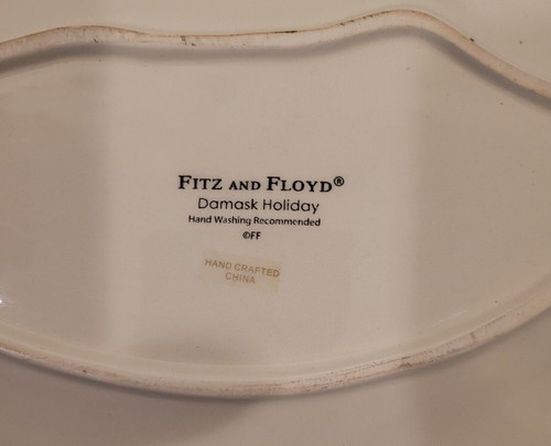FITZ & FLOYD 'Holiday Wishes' Servizio Piatto Artigianale Cina Snack Vassoio Ovale - Foto 5 di 13