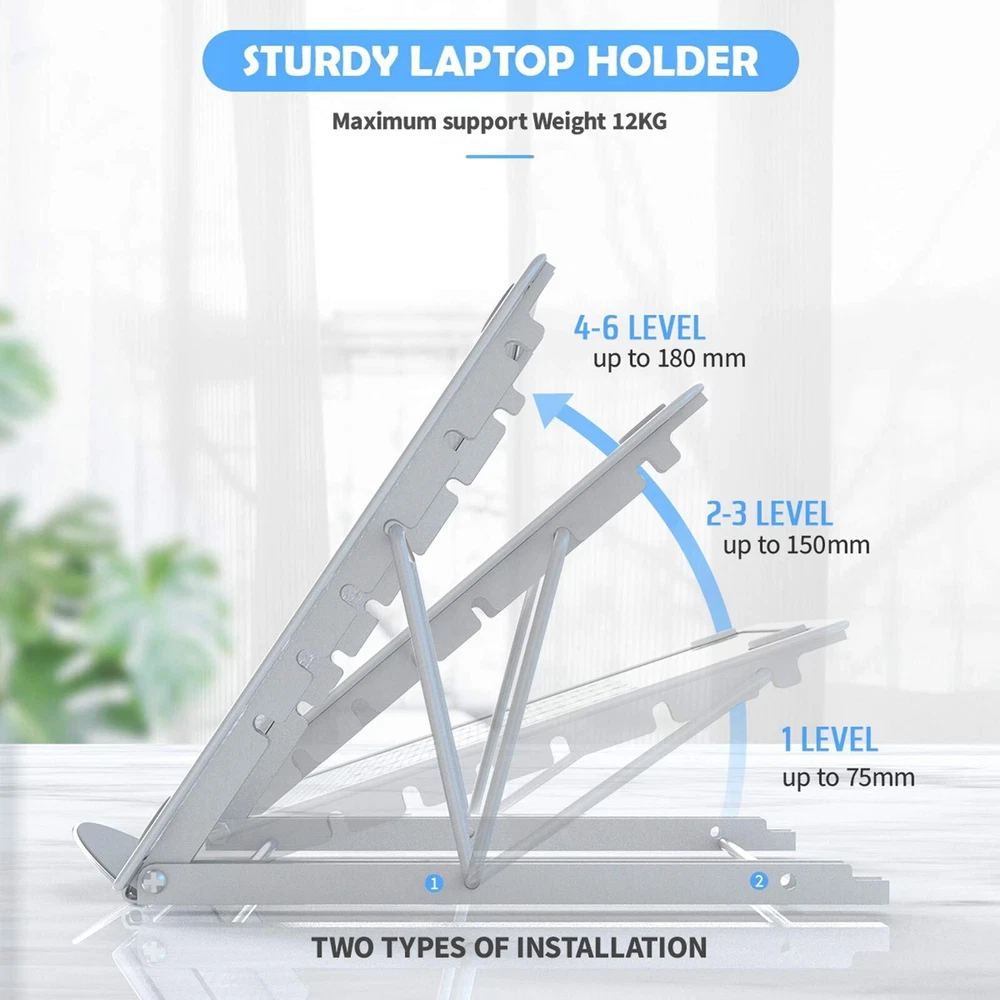 Foldable Ventilated Adjustable Laptop Stand for Tablets and Laptops