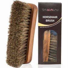 1 pack Shoe Brush Horsehair Shoe Brush - Concaved Handle for Premium Grip Tan