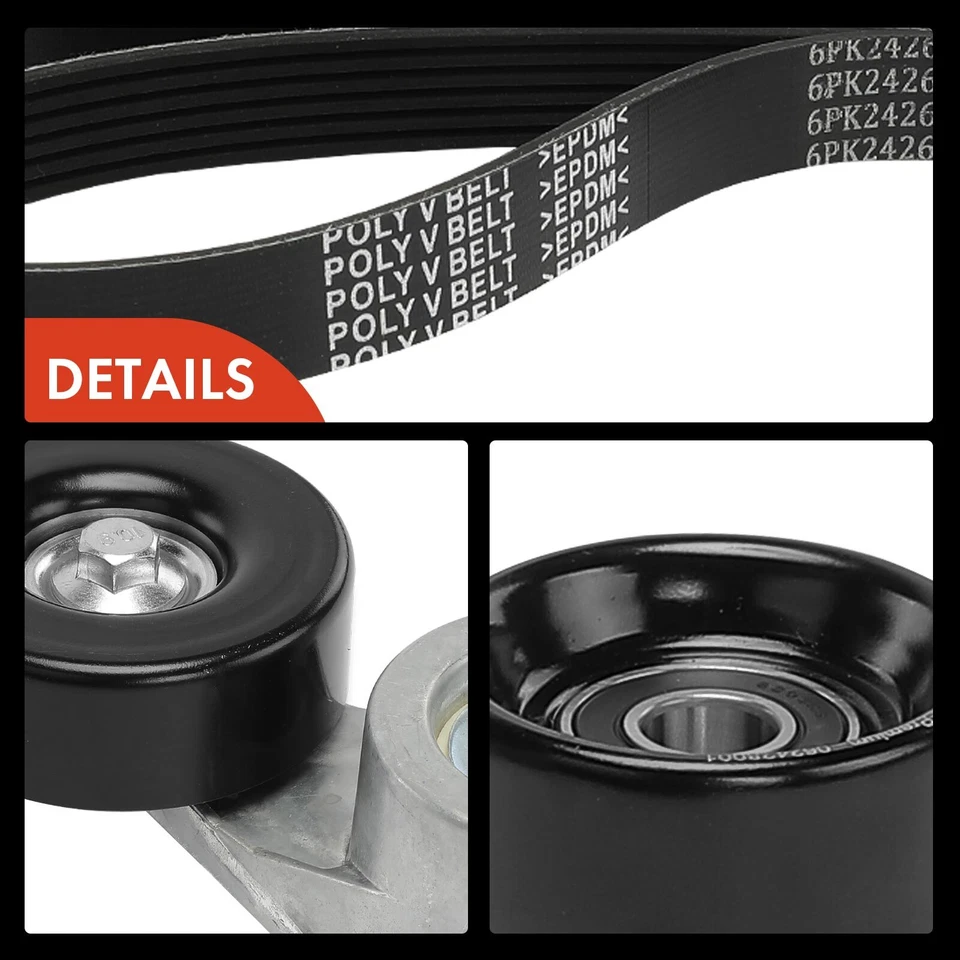 3x Kit de componentes de transmisión por correa Serpentine para Chevrolet C1500 C2500 GMC Jimmy Olds Foto 4 de 4