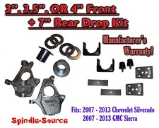 3"- 4"/7" Lowering Drop kit FOR 2007 - 13 Chevrolet Silverado / GMC Sierra 1500