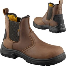 Mens Leather EEEE Wide Fit Safety Steel Toe Cap Work Chelsea Boots Trainers