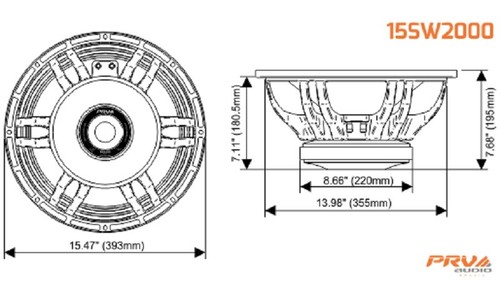 1x PRV Audio 15SW2000 Low Frequency Woofer PRO Loudspeakers 15" 8Ohms 2000 Watts - Picture 10 of 12