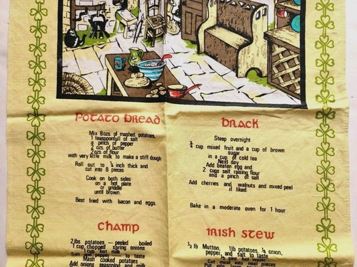 UNUSED Vtg Irish Recipes Ireland Dish Tea Towel Linen & Cotton Causeway 28"x18" - Picture 5 of 6