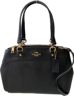 Coach Mini Brooke Carryall Satchel Crossgrain Leather Purse- Black
