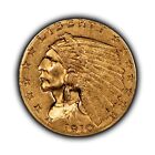 1910 G$2.50 Indian Head Gold Quarter Eagle - Luster - Pq Coin - Au - Sku-G4822