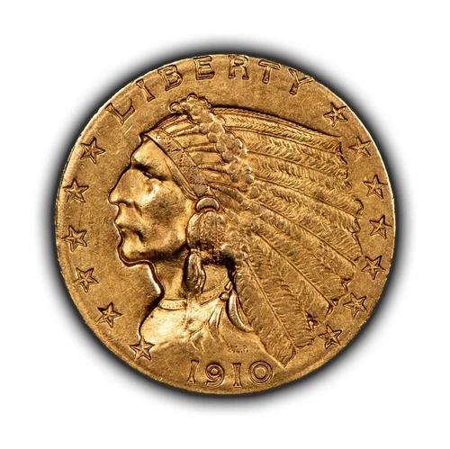 1910 G$2.50 Indian Head Gold Quarter Eagle - Luster - PQ Coin - AU - SKU-G4822