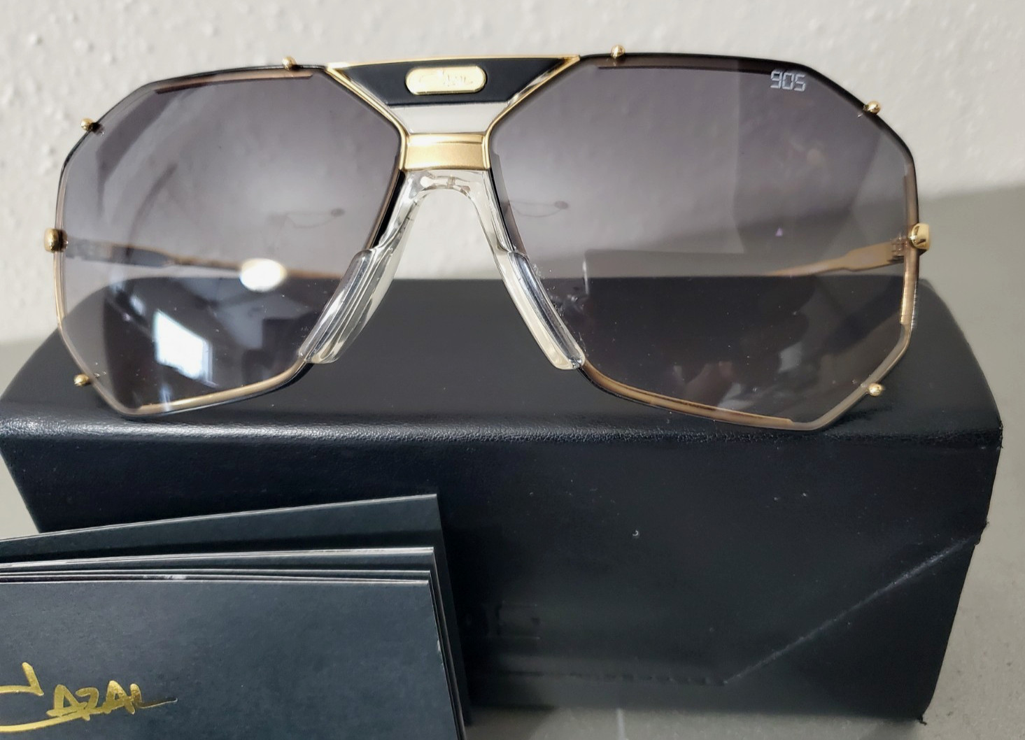 Cazal LENGEND 905 COL. 302 MENS SQUARE GOLD/BLACK Sunglasses (MADE IN GERMANY)