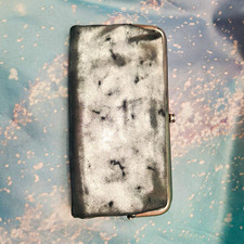 Hobo Marbled Black Kiss-Lock Frame Wallet Clutch w/ Zip Coin Pocket & ID