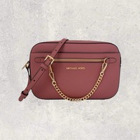 Michael Kors Mk Crossbody UmhäNgetasche Jet Set Tasche Rosa Rose Kette Leder Neu