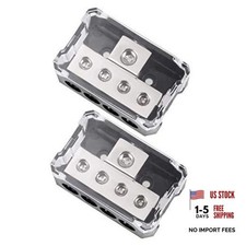 4 Way Power Distribution Block - 1x 0/2/4 AWG Gauge in / 4x 4/8/10 Gauge Out