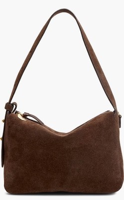 Clare V. Fleurine Suede Shoulder Bag Chocolate 