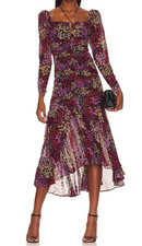 ASTR The Label Athena Midi Floral Ruched Dress Size Small Whimsigoth Romantic