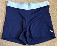 NIKE PRO Women s Size Medium Inseam 3" Compression Shorts Navy Blue Light Blue