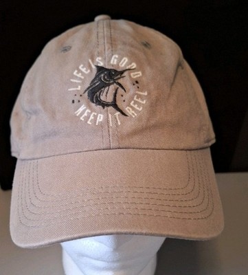 Life Is Good Keep It Reel  Distressed  Adjustable Hat Ocean Boat Fishing Outdoor