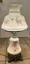Vtg. Accurate Casting 3way Hurricane Lamp Gone w  T Wind Floral 26”