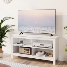 43 Inches TV Stand,Mid Century Modern Entertainment Center with 4 Open Shelve...