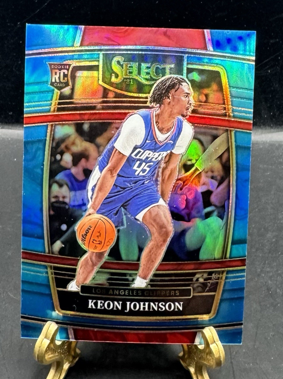 2021-22 Panini Select Keon Johnson #40 Light Blue Prizm RC 129/299 Clippers