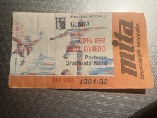 Genoa-real Oviedo 1991/92 Cup football ticket/entrada(belgium,england,espana)