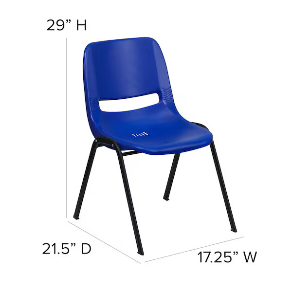Flash Furniture Stack Chair,Navy w/ Black Frame,16"H RUT-16-NVY-BLACK-GG Flash