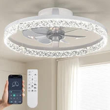20” Low Profile Ceiling Fan with Lights and Remote, Dimmable LED Flush Mount ...
