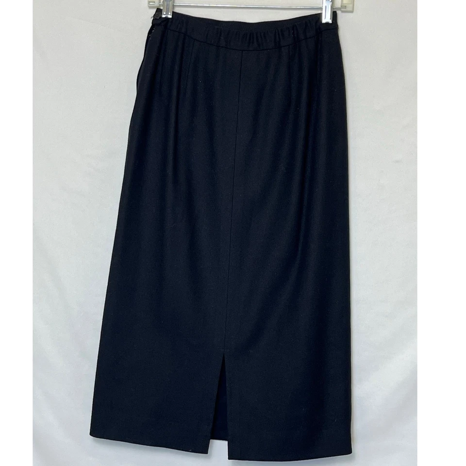 Pendleton A Line Skirt Women’s 6 100% Virgin Wool Midi Side Zip Black Classic - Image 2 of 4