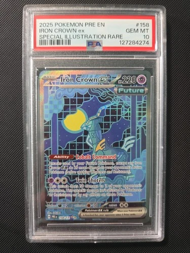 2025 Pokemon Scarlet And Violet Prismatic Evolutions Iron Crown EX #158 PSA 10