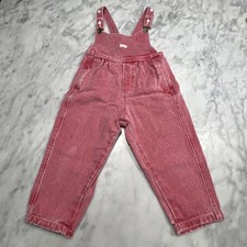 Vintage Baby Guess Red Denim Vestbak Clip Front Overalls 5Y Made in USA Triangle