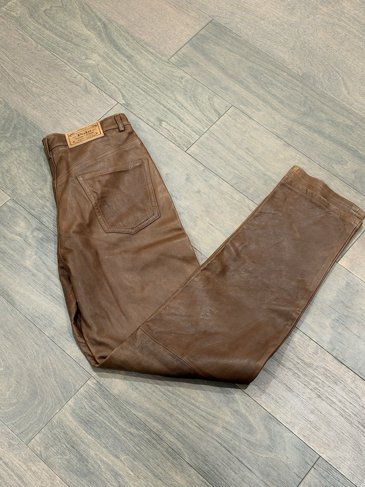 Vintage Womens Polo Ralph Lauren Country Leather Legging Jeans Pants Size 12 NEW