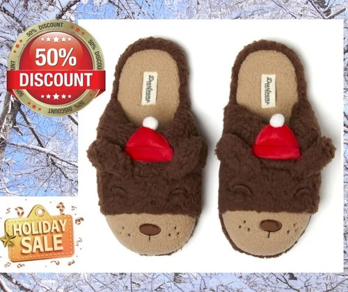 Dearfoams Cozy Comfort Unisex Critter Snowbear Scuff Slippers Size W 7-8 M 9-10 - Picture 1 of 13