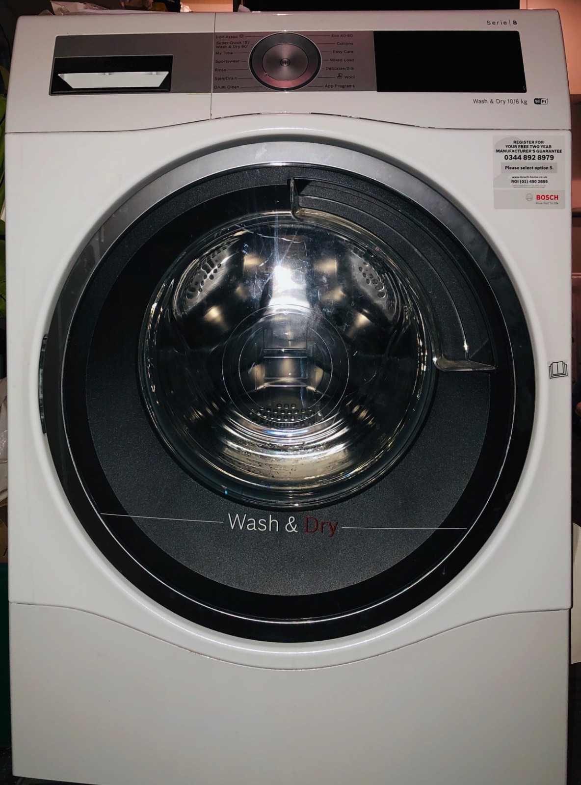BOSCH WASHER DRYER: WDU8H541 TOP OF BOSCH’S PREMIUM RANGE. WASH  ENERGY RATING A