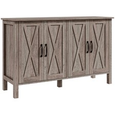 HOMCOM Mobiletto Multiuso Rustico con 4 Ripiani Portaoggetti in Legno Grigio