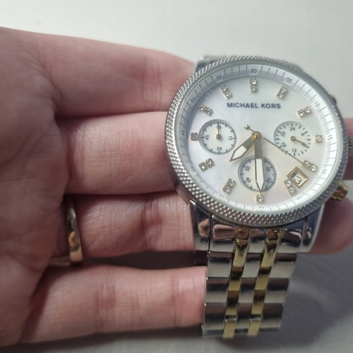 Michael Kors Watch MK5057 Ritz Chronograph Untested Two-Tone Band Free Postage - Picture 3 of 12
